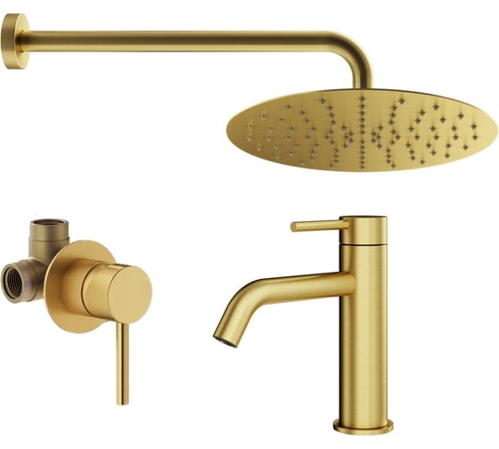 Комплект смесителей для душа PLUMBERIA SELECTION IXO золото брашированное KITXO01OB53