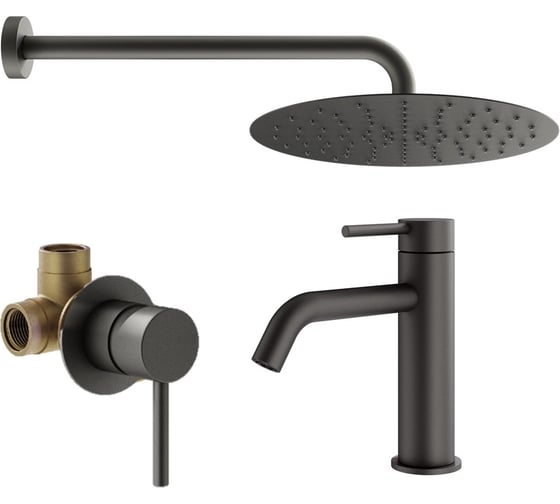 Комплект смесителей для душа PLUMBERIA SELECTION IXO графит матовый KITXO01GR53 1