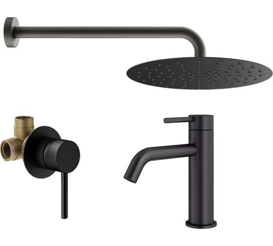 Комплект смесителей для душа PLUMBERIA SELECTION IXO черный матовый KITXO01NO53