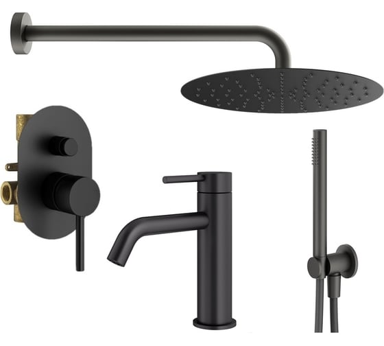 Комплект смесителей для душа PLUMBERIA SELECTION IXO черный матовый KITXO15NO53