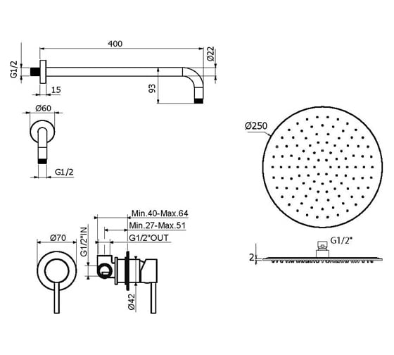 Комплект со смесителем для душа PLUMBERIA SELECTION IXO хром KITXO01CR