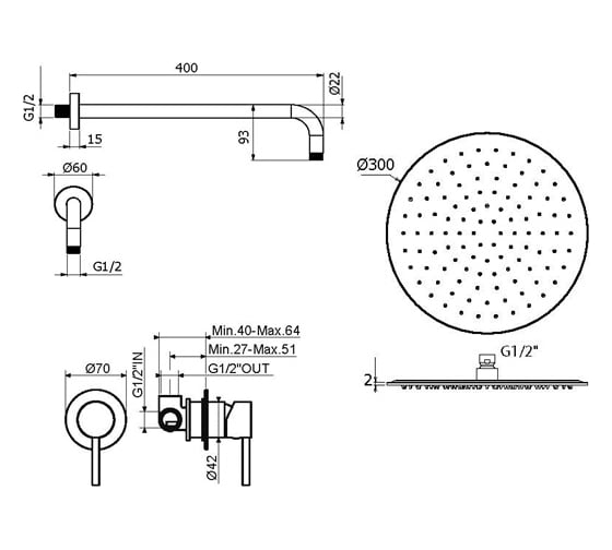 Комплект со смесителем для душа PLUMBERIA SELECTION IXO хром KITXO01CRKING