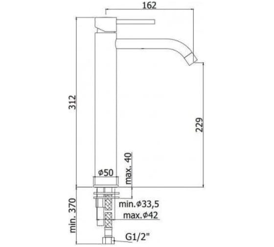 Смеситель для раковины Paffoni LIGHT высокий, Steel looking LIG081ST