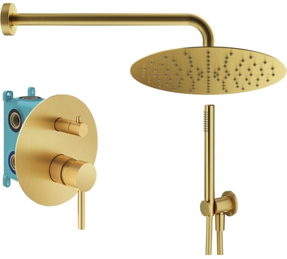 Комплект со смесителем для душа PLUMBERIA SELECTION IXO золото брашированное KITXO18OB 1