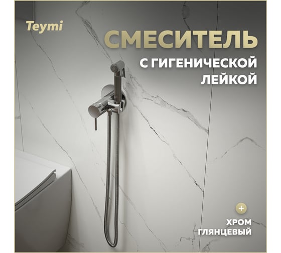 Смеситель с гигиенической лейкой Teymi Lina, хром T10229 ЦБ-00269220