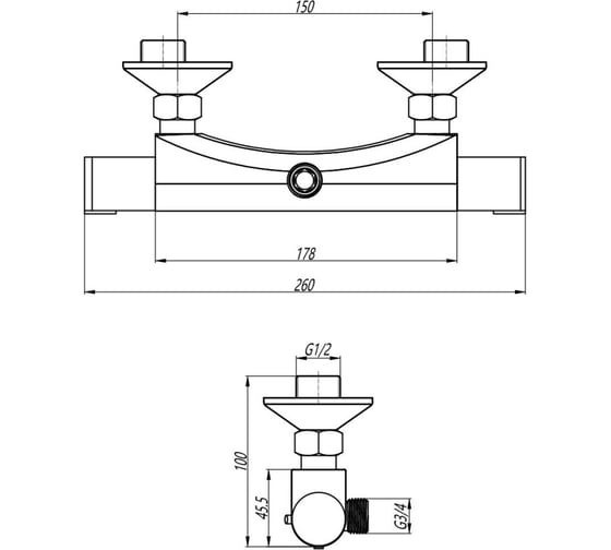 Термостатический смеситель GROSS AQUA Thermofiх Basic с длинным изливом 7980115С-35F
