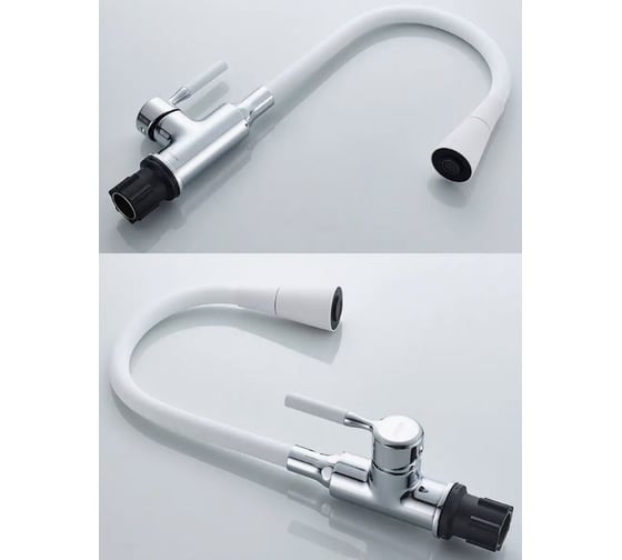 Смеситель для кухни Ledeme L74199-3 с силиконовым изливом, белый 65948