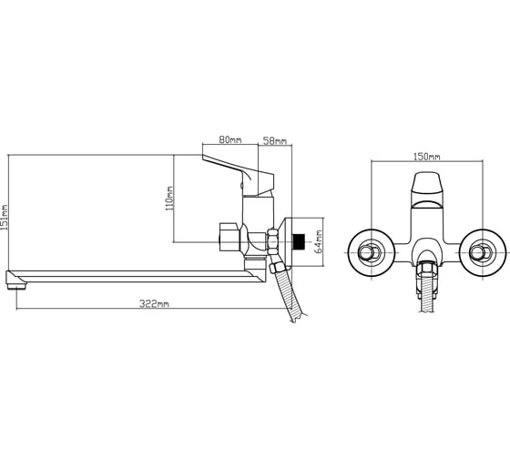 Смеситель для ванны BOOU B8290-18F