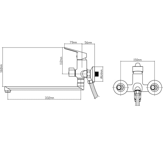 Смеситель для ванны BOOU B8255-18F