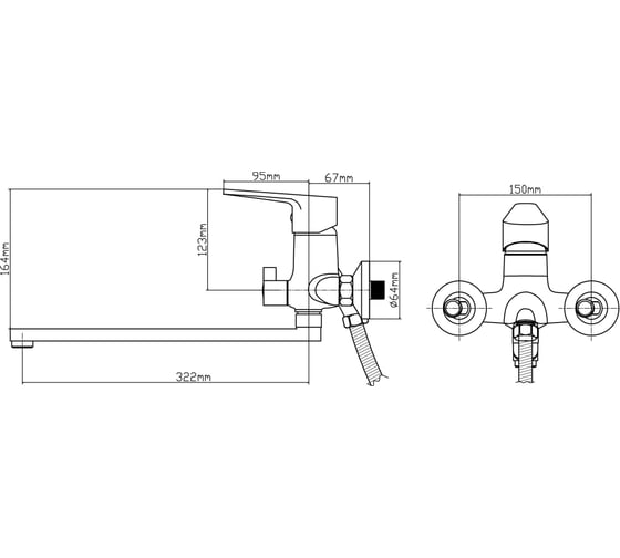 Смеситель для ванны BOOU B8282-45F