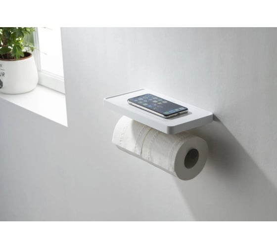 Бумагодержатель Aquatek ЕВРОПА двойной, с полкой, матовый черный AQ4919MB 00000135703