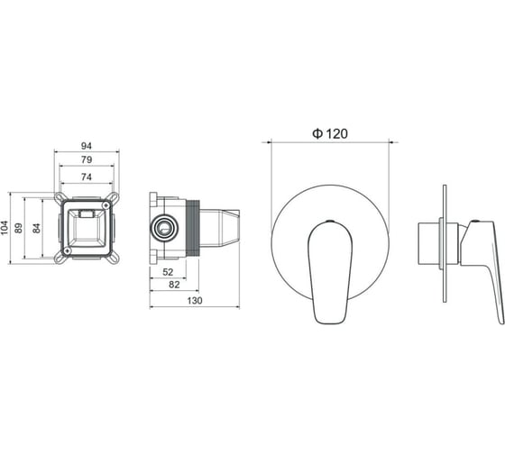 Смеситель для душа Aquatek БЕТТА внешняя и скрытая часть AQ1166CR 00000135116