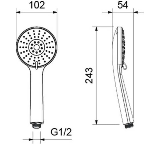 Ручной душ Aquatek Бетта 100 3 jet AQ2009CR 00000135390