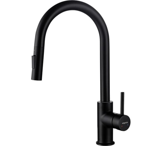 Смеситель для кухни Aquatek ЕВРОПА с вытяжным изливом 2 jet, матовый черный AQ1384MB 00000135189 1