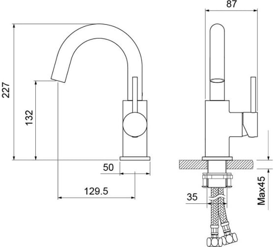 Смеситель для раковины Aquatek ЕВРОПА без донного клапана AQ1307CR 00000135168
