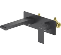 Смеситель для раковины Aquatek ЛИРА настенный, внешняя и скрытая часть, матовый черный AQ1413MB 00000135233