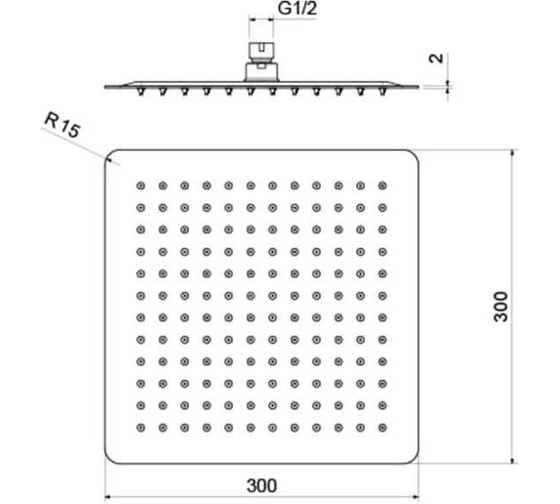 Квадратный верхний душ AQUATEK 300х300х2 мм AQ2074CR 00000135352