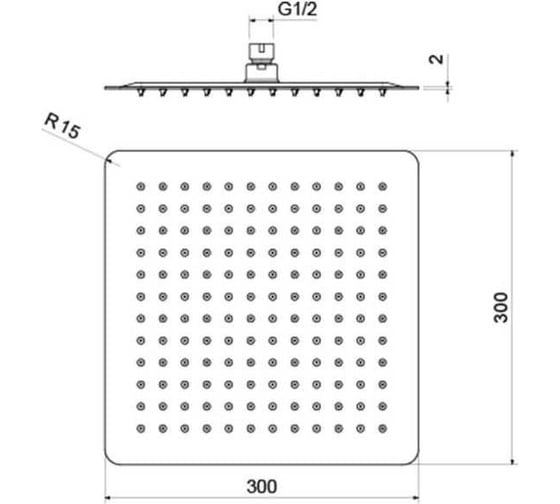 Квадратный верхний душ AQUATEK 300х300х2 мм, матовый черный AQ2074MB 00000135353