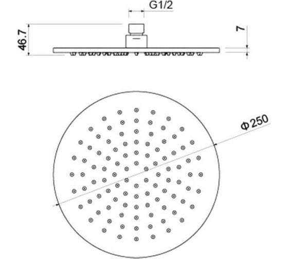 Круглый верхний душ AQUATEK 250х7 мм AQ2077CR 00000135358