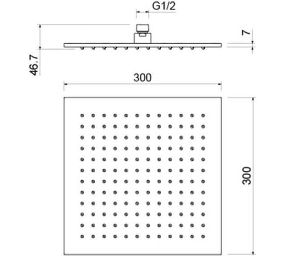 Квадратный верхний душ AQUATEK 300х300х7 мм AQ2078CR 00000135360