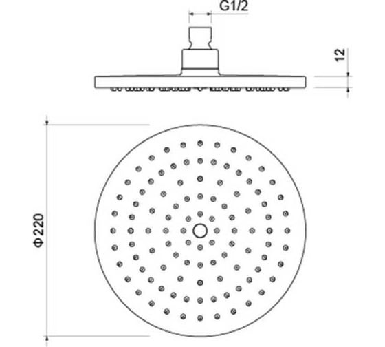 Круглый верхний душ AQUATEK 220х12 мм AQ2086CR 00000135372