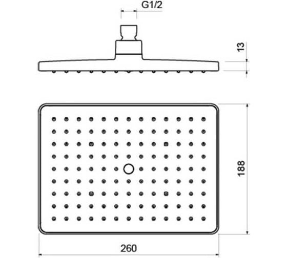 Прямоугольный верхний душ AQUATEK 260х188х68 мм, матовый черный AQ2087MB 00000135375