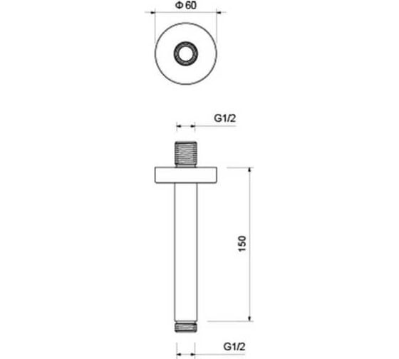 Потолочный держатель верхнего душа AQUATEK 150 мм, матовый черный AQ2171MB 00000135335