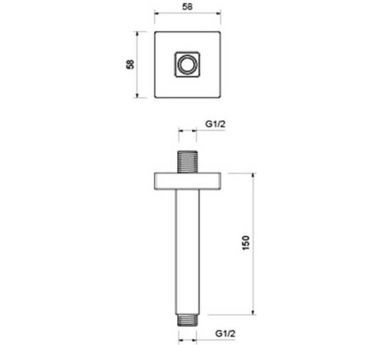 Потолочный держатель верхнего душа AQUATEK 150 мм AQ2172CR 00000135336