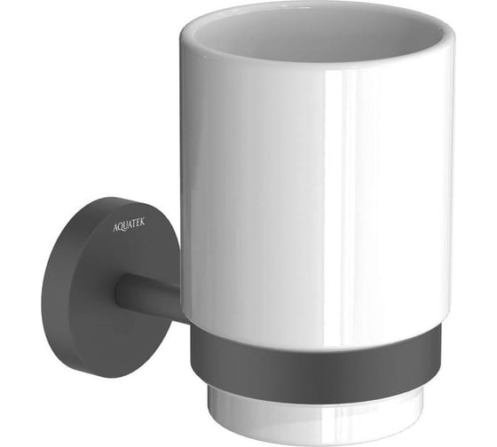 Стакан с держателем AQUATEK БЕТТА матовый черный AQ4604MB 00000135679 1