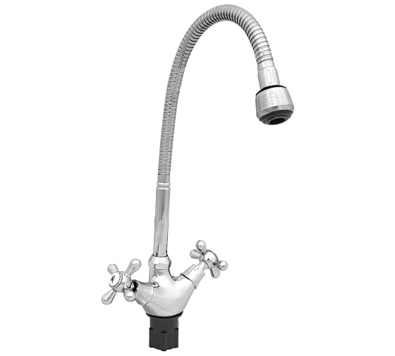 Смеситель для кухни ROEGEN 1/2" м/к, на гайке, усиленный, с гибким изливом RP024D