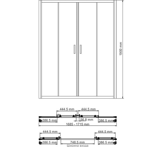 Душевая дверь WasserKRAFT Lippe 170х190, универсальная 45S09