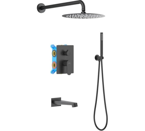Душевой комплект Aquatek ОБЕРОН Set 4 в 1, матовый черный AQ1273MB 00000135159 1