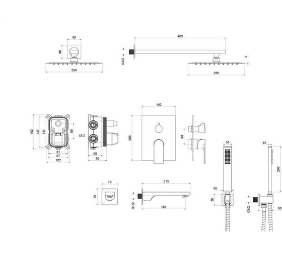 Душевой комплект Aquatek ЛИРА Set 4 в 1 AQ1473CR 00000135252