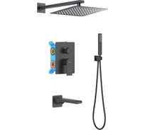 Душевой комплект Aquatek ЛИРА Set 4 в 1, матовый черный AQ1473MB 00000135253
