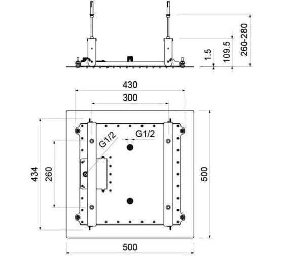 Верхний душ Aquatek (внешняя и скрытая часть), матовый черный AQ2082MB 00000135365