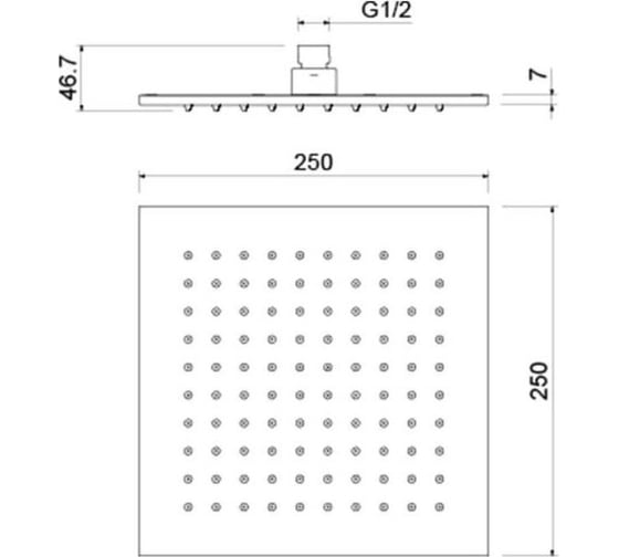Квадратный верхний душ Aquatek матовый черный AQ2076MB 00000135357