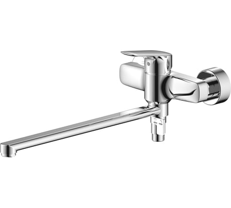 Смеситель для ванны и душа SmartSant Фалькон излив 350 мм, керамический переключатель с аксессуарами, хром SM283502AA