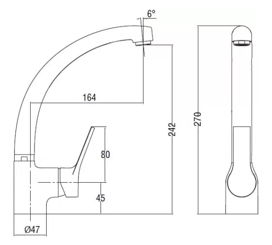Смеситель для кухни SmartSant Эдванс литой излив, хром SM273501AA