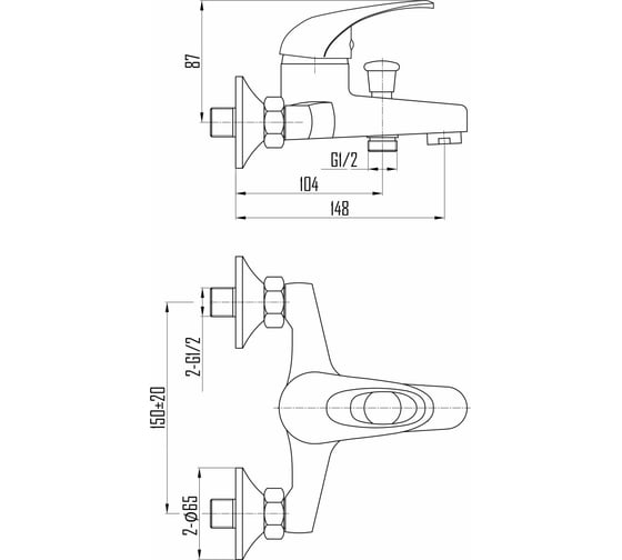 Смеситель для ванны DEVIDA ENZO DVL0324-04