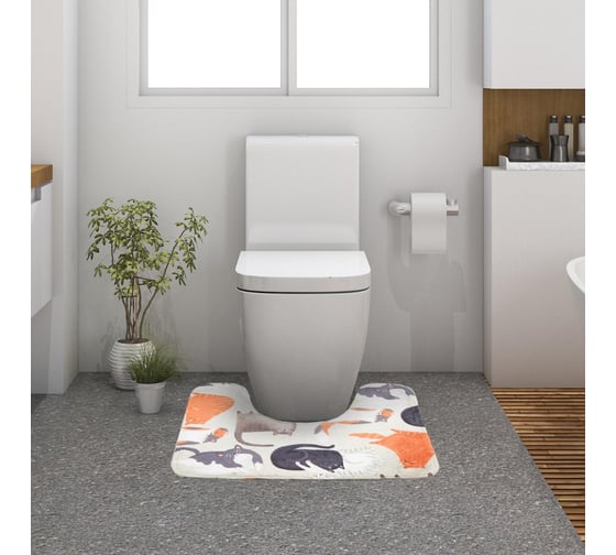 Коврик для ванной Этель Котики 50x40 см, велюр 5399398