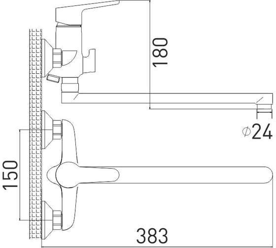 Смеситель GROSS AQUA Vista для ванны, с длинным изливом 7244267C-35L F