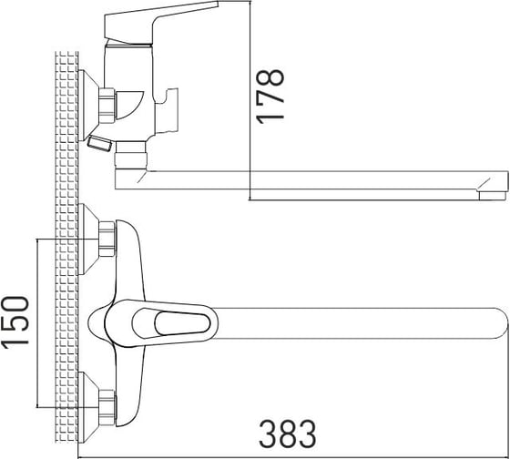Смеситель GROSS AQUA Delta для ванны, с длинным изливом 7244268C-35L F
