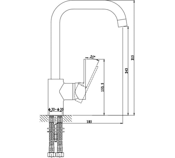 Смеситель GROSS AQUA Moderna для для кухни 3240278С-7