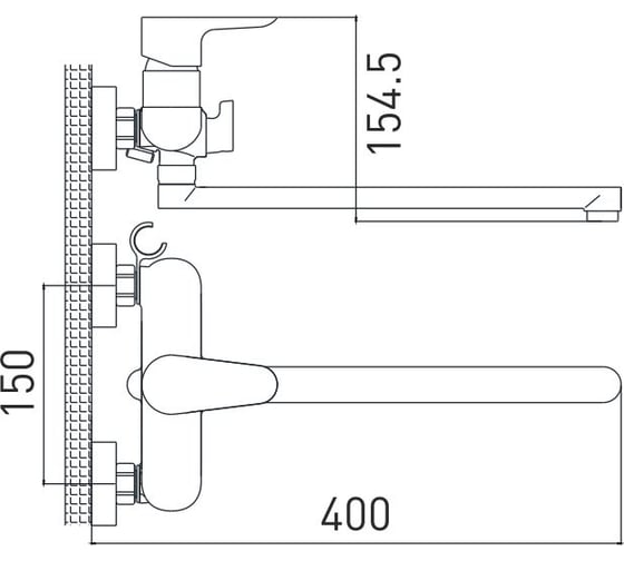 Смеситель GROSS AQUA Space для ванны, с длинным изливом 7515288С-35L F