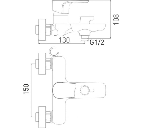 Смеситель GROSS AQUA Evo для ванны, с коротким изливом 2155297С