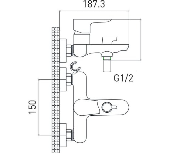 Смеситель GROSS AQUA Space для ванны, с коротким изливом 2515288С