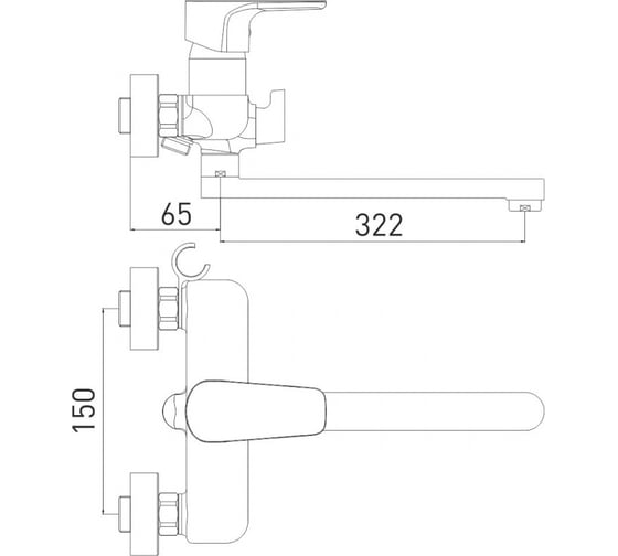 Смеситель GROSS AQUA Evo для ванны, с длинным изливом 7121297С-35L F