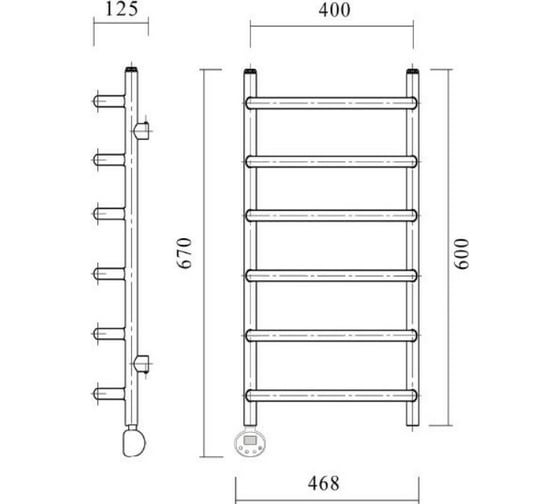 Электрический полотенцесушитель Domoterm тэн слева, Стефано П6 400х600 EL
