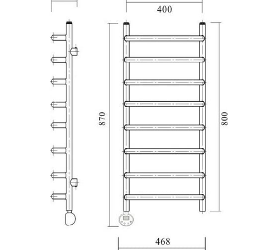 Электрический полотенцесушитель Domoterm тэн слева, Стефано П8 400х800 EL