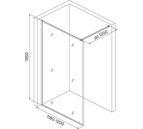 Душевая перегородка IDDIS Slide Walk In, черная, 120x195 см SLI8BS2i23